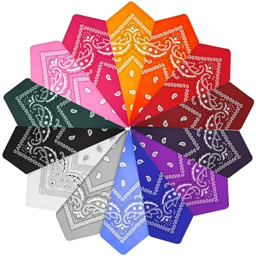 Annyswit 8/14 Stück Bandana Damen Herren 55 x 55 cm Paisley Rot Bandanas 8 Farben Cowboy Stil Bandanas Tuch Nikki Kopftuch Halstuch Set Head Scarf Headwear Muster Haar Schal Ansatz für Kopf Biker (14)