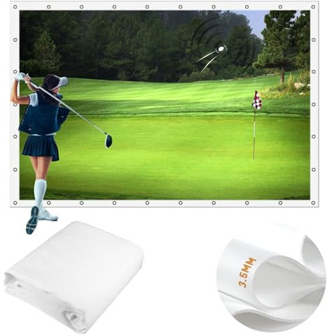 LJPZYOY Golf Simulator Impact Screen Display Projector Screen for Golf Training, Indoor Ultra Clear Golf Impact Screen, with 14pcs Grommet Holes, Available in 3 Sizes