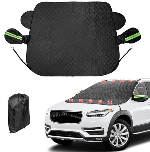 AdrreyuFny Sonnenschutz Auto Frontscheibe, Windschutzscheibe Sonnenschutz Frontscheibenabdeckung Sommer Winter Frostschutz Abdeckung Frost Staub Wasserbeständig UV Schwarz - 165 x 126cm