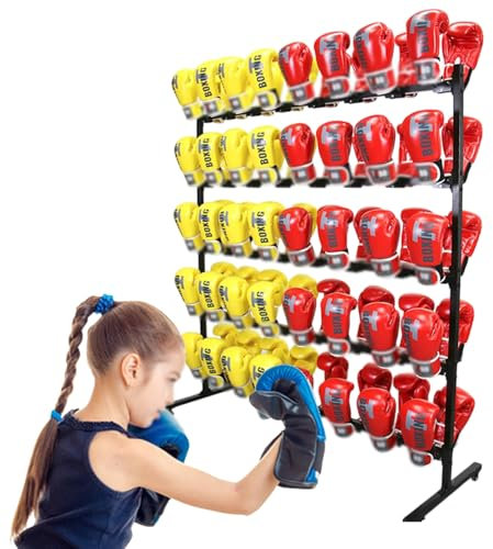 HCAUYNN Boxing Gloves Display Stand,Accommodates 20/40 Pairs Of Gloves,With Universal Wheels To Slide, For Boxing Glove Storage,Floor-standing40sets