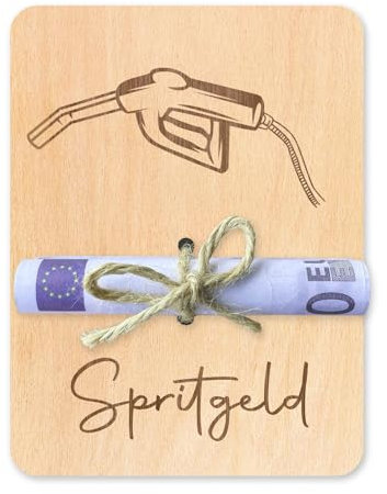 Sugeru Geldgeschenke Verpackung aus Holz 12 x 9 cm - Wunscherfüller - Geldgeschenk Geburtstag - Angler Geschenk - Fahrrad Geschenke - Geldkarte Geburtstag - Reisegutschein Verpackung (Tank auffüllen)