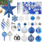 130 Stück Weihnachtskugel Ornamente Set,Christbaumkugeln Glitzer,Kunststoff Weihnachtsbaumkugeln Box mit Aufhänger,Christbaumkugeln Kunststoff,Weihnachtsbaumschmuck und -schmuck