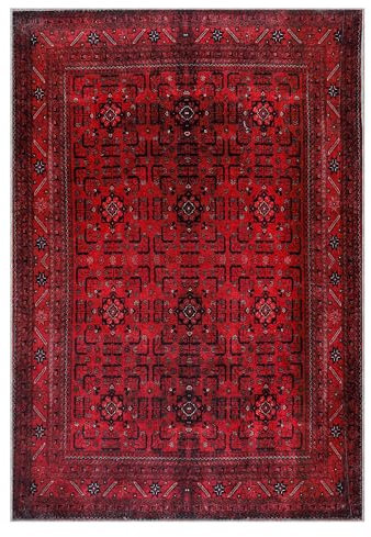 RUG WEAVERS Tapis de Salon, Tapis Lavable - Antidérapant tissé à partir de Coton - Vintage pour Salon, Chambre à Coucher, Cuisine - Convient aux Enfants et aux Animaux domestiques