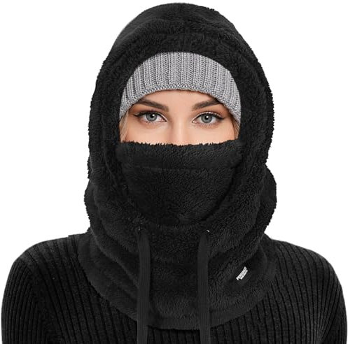 AYPOW Plüsch Sturmhaube Mütze Winter Herren Damen, Multifunktionale Outdoor Winddicht Thermo Fleece Gesichtshaube Warm Skimaske mit Nackenwärmer Halswärmer, Gesichtsmaske Radfahren Motorräder Wandern