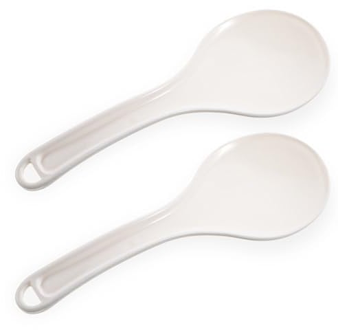 2 Pcs Plastic Rice Paddle, White Non-Stick Rice Spoon Spatula for Kitchen 8.5 Inch Restaurant Cooking Utensil Multicooker (White)