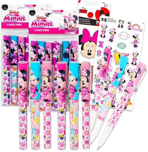 Disney Minnie Mouse Stift-Geschenk-Set – Set mit 12 Minnie-Kugelschreibern für Jungen und Mädchen, Minnie Partyzubehör