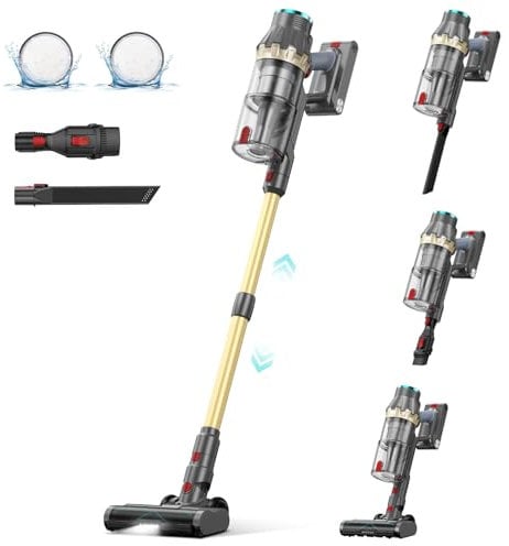 Linkifly XT1 Cordless Vacuum Cleaner, 48Kpa/550W Powerful Suction with Touch Screen & Anti-Tangle Roller Brush, up to 70 mins Run Time, Stick Vauum Cleaner for for Hardwood Floor Carpet Car Pet Hair