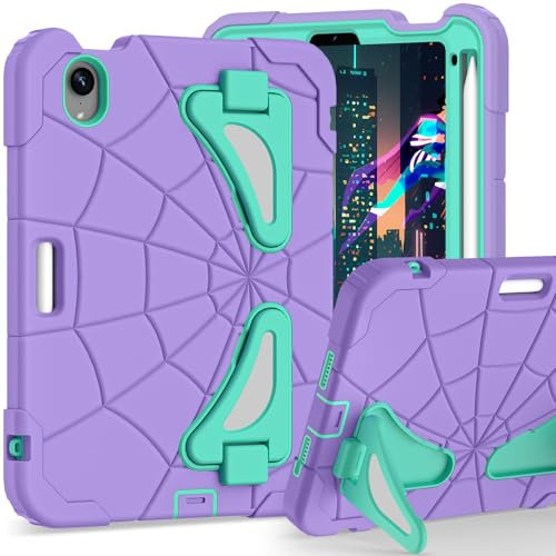 Funda infantil para iPad Mini 7 A17 Pro 2024/Mini 6 de 8.3 pulgadas, funda Spider para iPad Mini 7ª 6ª generación, a prueba de golpes, duradera funda protectora completa con soporte para lápices,