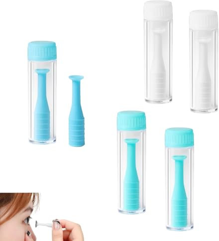 6 PièCes Ventouses pour Lentilles de Contact Applicateur Lentille de Contact avec Étui de Protection,Rigide en Silicone Outil pour Maison Voyage (3 couleurs)