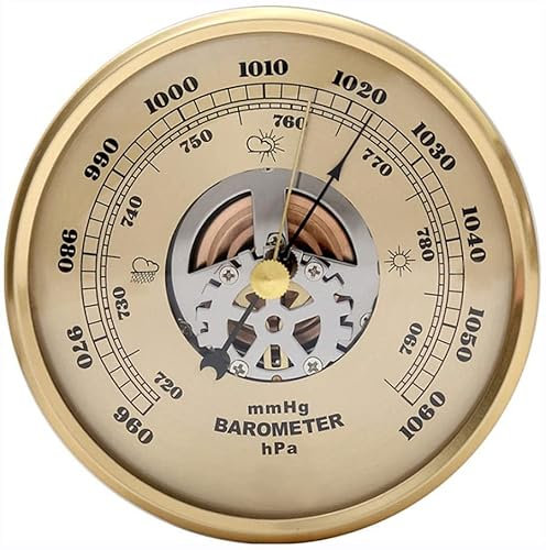 SFQEVHRZ Barometer, Analoge Wetterstation, Wetterbarometer, 108-mm-Angelbarometer, Skelett-Perspektivbarometer