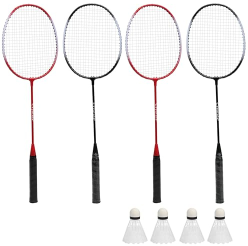 Crystals Badminton Racket Set for 2-4 Players | Includes Racquets, Shuttlecocks & Carry Bag | Fun Game for Kids & Adults | Perfect for Garden, Beach & Outdoor Sports (Four Players Badminton Set)
