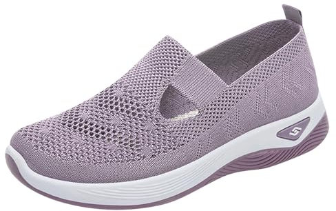 Zapatos deportivos para caminar sin cordones para mujer, de malla, transpirables, ligeros, informales, para el trabajo, correr, ortopédicos, para mujer, de verano, con puntera ancha, fáciles de