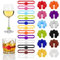 Ymapinc 24Pcs Stretchable Glasses Marker Markers Charms, Silicone Reusable Wine Glass Drink Markers for Glasses,Parties, Weddings,Cocktails,Beer,Champagne,Non Slip Drink Labels for Party