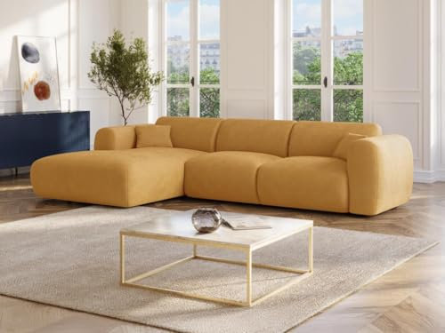 Vente-unique-Großes Ecksofa - Ecke Links - Feincord - Senfgelb - POGNI von Maison Céphy