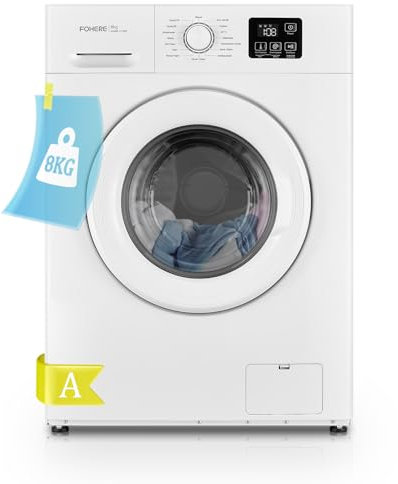 8KG Front Loading Washing Machine, 16 Washing Programs, 85℃ Steam Wash, Quick Wash, A-rated, White
