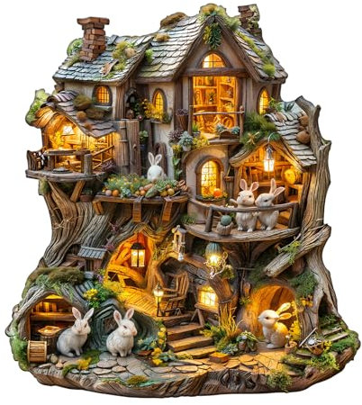 Blumuze Puzzle in legno per adulti, conigli, casetta sull'albero, puzzle in legno, puzzle in legno per adulti, con scatola di legno, 230 pezzi (L-34 x 30,7 cm)