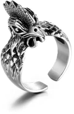 Gothic Tier Huhn Hahn Ring Edelstahl Herren Jungen Biker Punk Ring-9