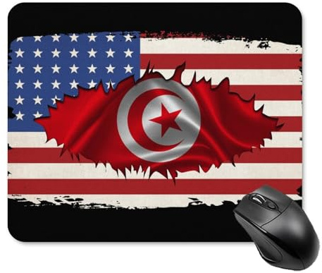 Tapis De Souris Gaming Drapeau De La Tunisie Lavable Accessoire Bureau Moderne Mousepad pour Gaming Pc Bureau 25X30Cm