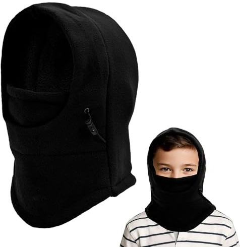 Zouwel Sturmhaube Kinder 5-12, Winter Thermo Fleece Schlupfmütze Skimaske, Sturm Haube Ohrenwärmer Schalmütze, Radfahren Gesichtsmaske unter dem Helm, Kapuzenschal für Ski, Fahrrad, Outdoor Sport