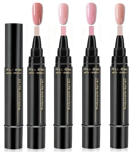 4Pcs Nail Polish Pens, 3 In 1 Gel Nail Polish Pen Set, Nude One Step Nail Varnish Pens, Quick Dry Nails Art Polish Pen Easy Apply for DIY Nails at Home, No Base Coat Needed, UV Lamp Required