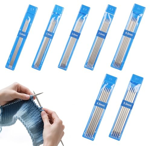 Coopay Stricknadeln Set, 15cm Doppelspitzen Stricknadel, 35 Stück Leicht Gerade Nadelspiel 2,0-5,0 mm, Kurze Für Socken Stricken & Anfänger Sockennadeln Set