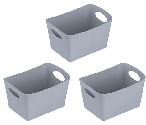 Koziol BOXXX S Aufbewahrungsbox 1 l | 3er-Set | Storagebox, Organizer | biozirkulärer Kunststoff, ineinander stapelbar | Küche, Bad, Büro, Camping, Kinderzimmer (granit)