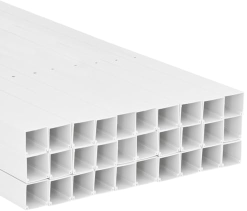 QUAHEAS Installationsrohre PVC 100x60 mm 30 m Kabelkanal Set zum Kabelmanagement, schraubbar für Wand Boden Decke, vielseitig zum Verstecken von Stromkabeln und Ladekabeln im Büro und Gaming