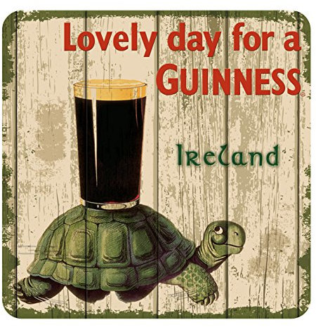 Nostalgic Guinness Coaster with Tortoise & Pint & Lovely Day For a Guinness Text