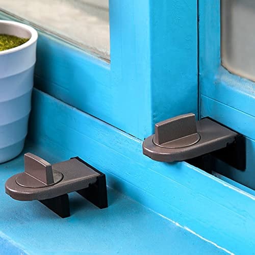 cerradura gris puerta corredera de seguridad de bloqueo y tapa de la ventana deslizante (2 pcs)