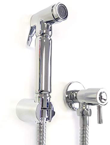 Xcel Home Shattaf Duschbrause aus Chrom für muslimisches Bidet, Duschspray, Badezimmer-Set, Ein-/Aus-Stophebel, Wandmontage, Armaturen und Brauseschlauch, elegantes Hygiene-WC-Spray, langlebiges