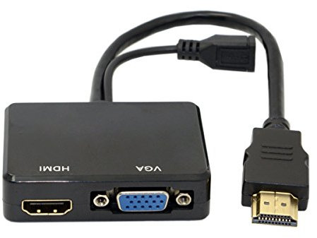 Convertisseur HDMI vers VGA et HDMI Cablecc femelle avec audio vidéo, câble adaptateur convertisseur pour téléviseur HD et écran PC