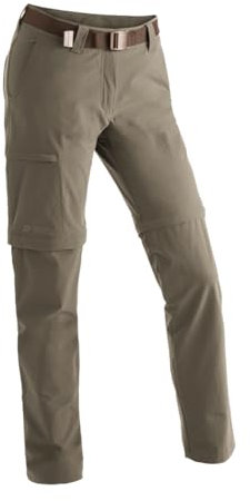Maier Sports Inara Slim Zip, Damen Wanderhose, Wasserabweisende Hose für Trekking und Hiking, Enganliegender Schnitt, Zipp-off-Funktion, PFC-frei, mSTRETCH pro 4 & Dryprotec, Braun, 20 (W31/L29)
