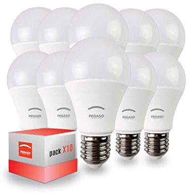 PEGASO - SET 10 LAMPADINE LED E27 A60-12W EQUIVALENTI A 100W - 1080 LUMEN - 3000K LUCE BIANCA CALDA