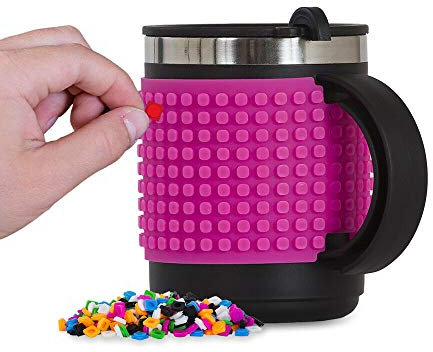 PIXIE CREW, tazza termica da 400 ml, con 100 pixies, lavabile in lavastoviglie, tazza termica rosa