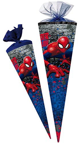 Schultüte - Spider-Man/Spiderman - 35 cm - rund - mit Tüllabschluß - Zuckertüte - mit/ohne Kunststoff Spitze - Nestler - Jungen - Ultimate Amazing - A..