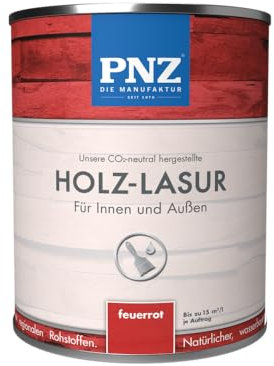 PNZ Holzlasur für Innen und Außen | lösemitttelfreie Farblasur | Nachhaltig hergestellt mit regionalen Rohstoffen | für alle Hölzer, auch Bienenhäuser, Gebinde:0.75L, Farbe:feuerrot