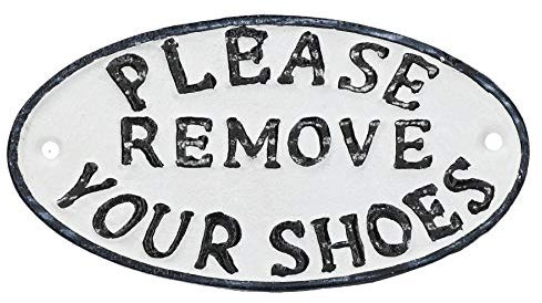 Please Remove Your Shoes Cast Iron Sign Plaque Door Wall House Fence Gate