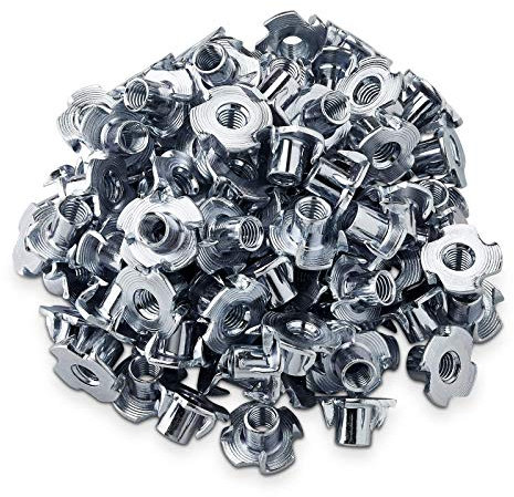 100 x Einschlagmuttern M4 x 8 x 15 mm mit 4 Einschlagspitzen zur Befestigung von verschiedenen Bauteilen im Möbelbau Einschlaggewinde Schlagmutter von SO-TECH