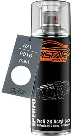 TRISTARcolor RAL 9016 Verkehrsweiss matt 2K Acryl Spraydose Sprühdose Spritzlack Sprühlack 400 ml schnelltrocknend