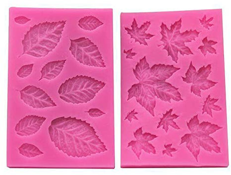 BLUGUL Hoja Moldes de Silicona, para Chocolate Fondant Torta Decoración, 2pcs