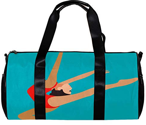 Borsone rotondo da palestra con tracolla staccabile, per allenamento ritmico e artistico, borsa da allenamento per la notte, per donne e uomini