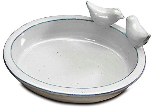 Antikas - Vogeltränke, Vogelbad - Oval - Weiß-grün, Wasserschale als Vogelbecken