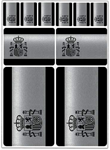 Biomar Labs® 10 x Vinyl Aufkleber Autoaufkleber Stickers Set Auto Moto Motorrad Fahrrad Scooter Fenster Fahne Flagge Spain Spanien Spanisch Silber D 69