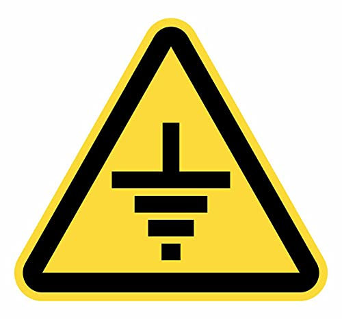 Señal Adhesiva Advertencia Toma de Tierra 5 uds de 15 cm Pegatina Triangulo Amarillo Señalización Peligro (15 cm, Toma Tierra)