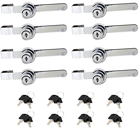 Schiebetür-Ratschenschloss mit Chrom-Finish, Sicherheit, gleichschließend, Vitrinen-Display (8 Stück)