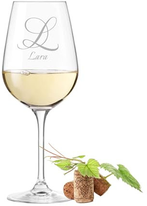 KS Laserdesign Leonardo TIVOLI Weinglas mit Gravur personalisiert - Buchstabe & Name - personalisierte Geschenke Frauen Männer, beste Freundin Geburtstag, Weihnachten, Aperol Lillet, Gläser 450ml
