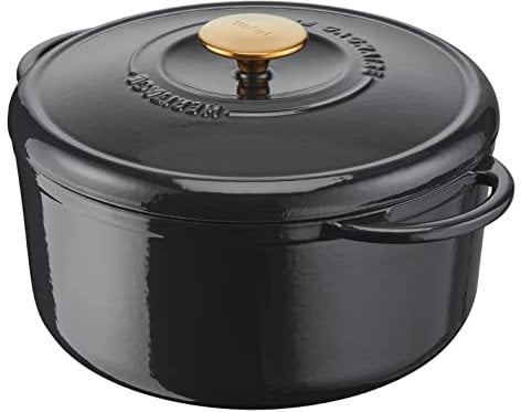 Tefal Pierre Gagnaire Heritage E2570304 Cast Iron Round Casserole, 21 cm, 3.3 L, Condensation Lid, Heavy Duty Enamel, Excellent Heat Retention, Simmer and Slow Cooking, Grey