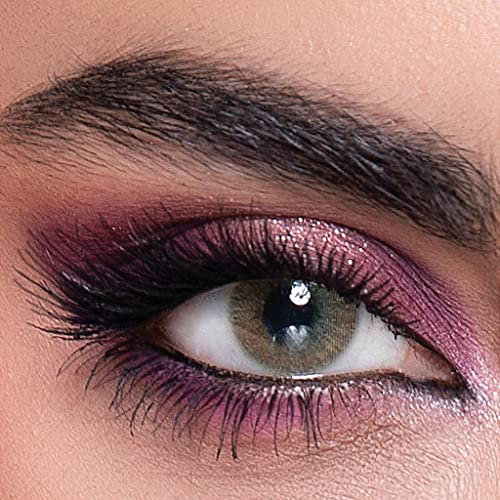 LA' BELLA farbige Kontaktlinsen LEMON (Dioptrien -0.00) – MILANO SERIE, stark deckende Monatslinsen für 3 Monate, Dunkle Braun-Grüne Farblinsen, perfekt für dunkle Augen