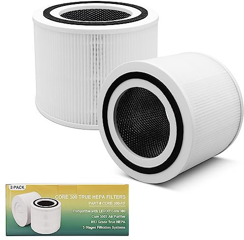 Core 300 Air Purifier Replacement Filter Compatible with LEVOIT Core 300 Air Purifier 3-in-1 H13 True HEPA Air Replacement Filter Compatible with LEVOIT Core 300,300S,P350 (2 Pack)