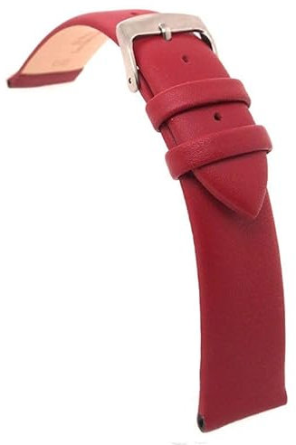 diloy Lederarmband für Dresswatch – Rindsleder ohne Nähte, gepolstert, minimalistisches und elegantes Design, Edelstahlschließe – Größen 12mm, 14mm, 16mm, 18mm, 20mm, 22mm 301 Bordeaux 16mm